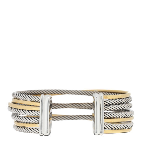Dathtvid Yurthtman Sterling Silver 18K Yellow Gold 21mm Four Row Crossover Cuff Bracelet