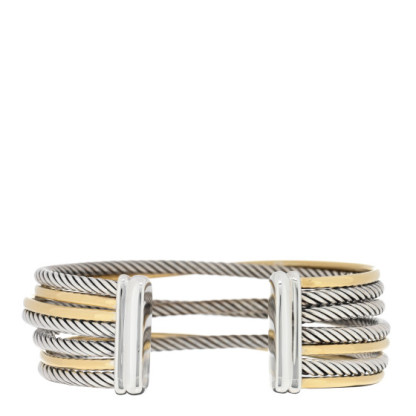 Dathtvid Yurthtman Sterling Silver 18K Yellow Gold 21mm Four Row Crossover Cuff Bracelet