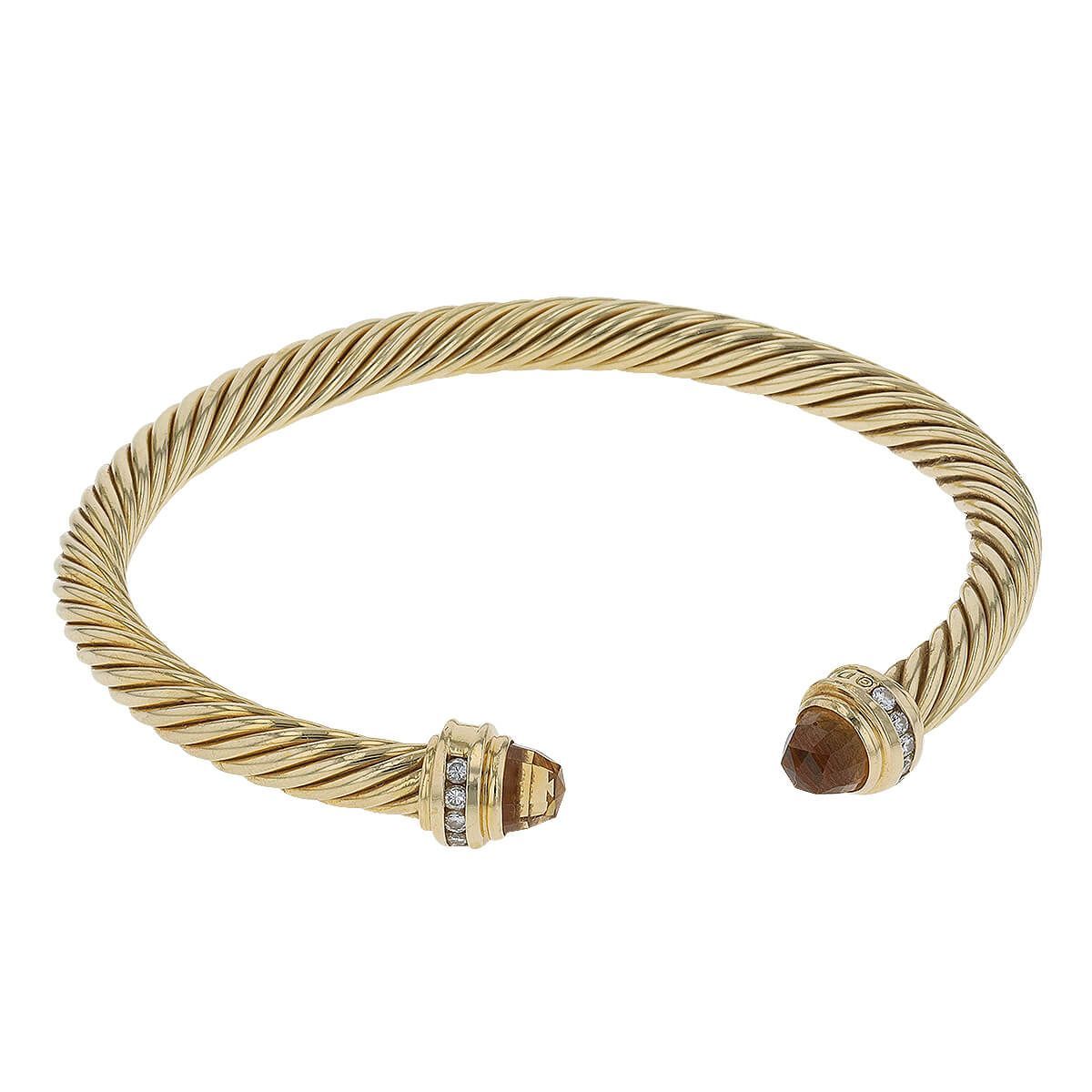 Classic Cablespira® Bracelet 18K Yellow Gold with Half Diamonds, 7mm