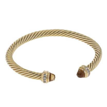 Classic Cablespira® Bracelet 18K Yellow Gold with Half Diamonds, 7mm