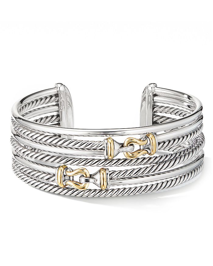 Dathtvid Yurthtman Buckle Crossover Cuff Bracelet with 18K Yellow Gold