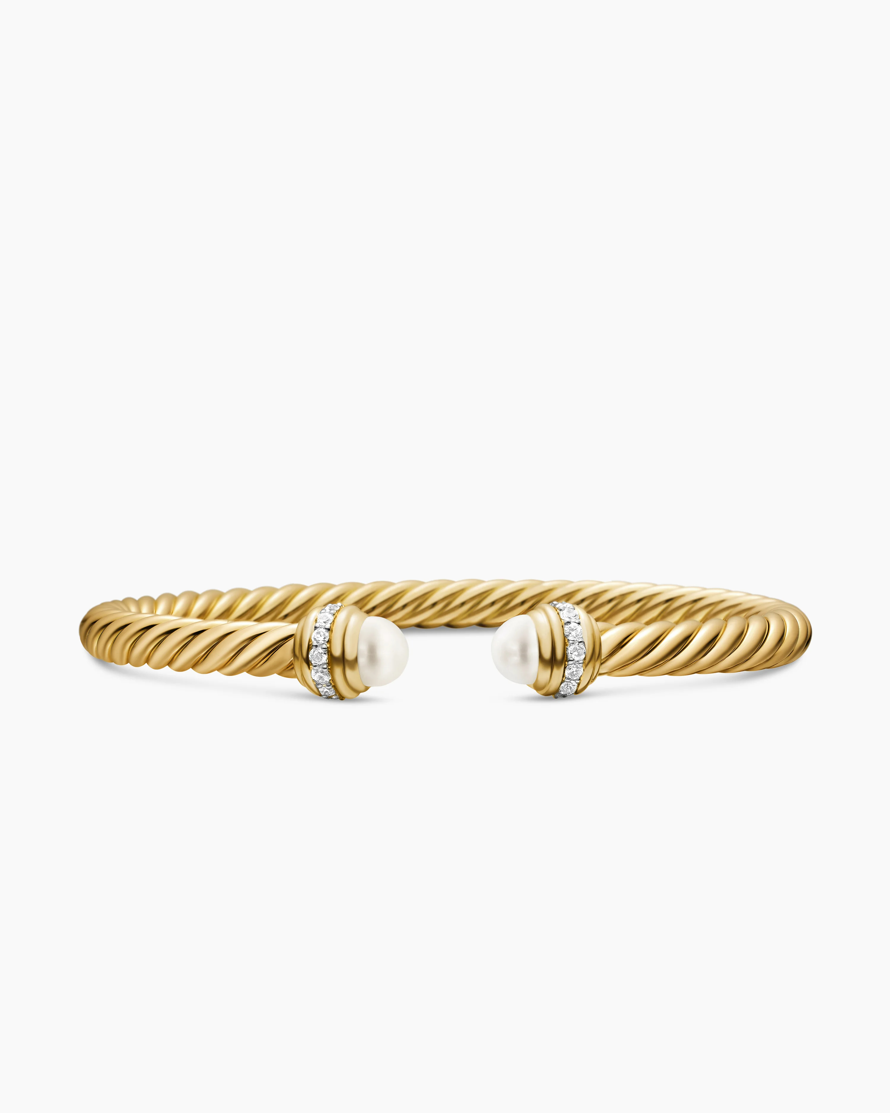 Classic Cablespira® Bracelet 18K Yellow Gold with Pearls and Diamonds, 5mm