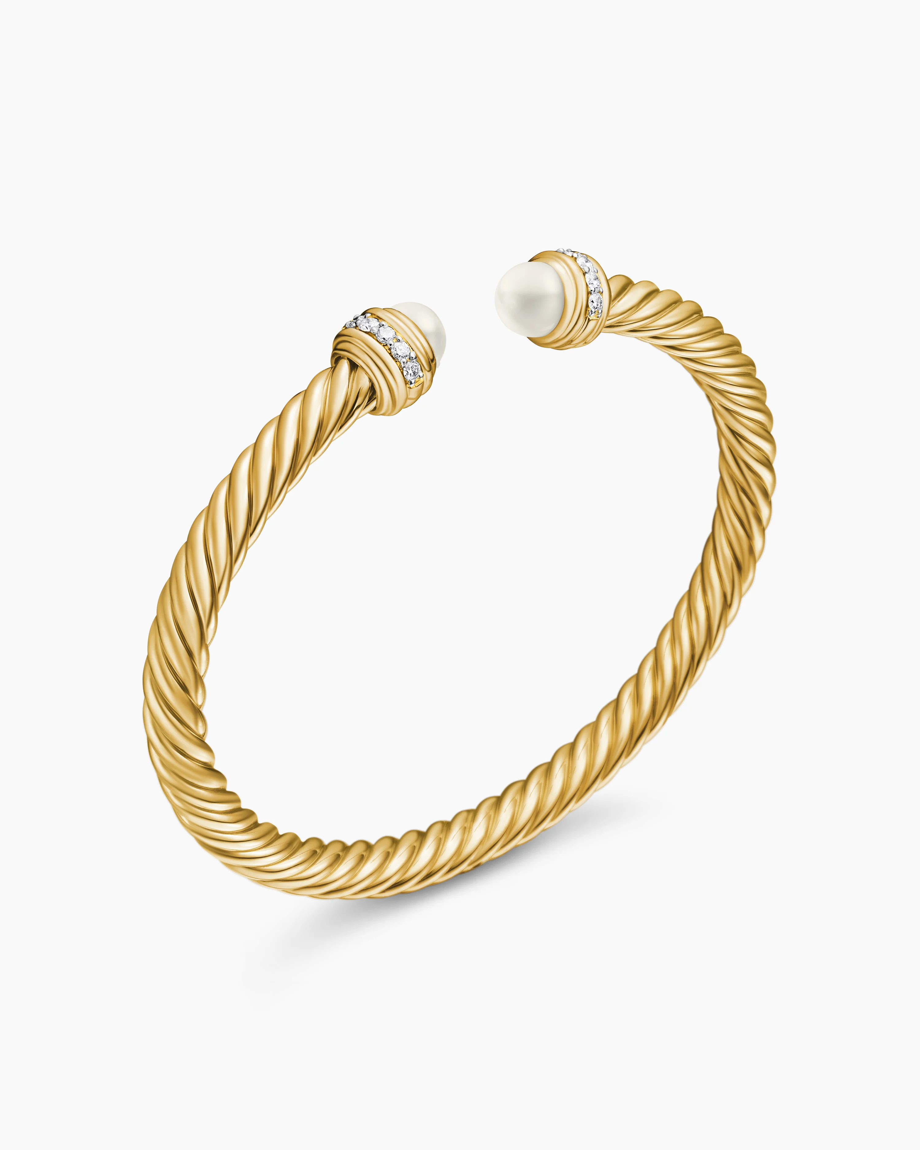 Classic Cablespira® Bracelet 18K Yellow Gold with Pearls and Diamonds, 5mm