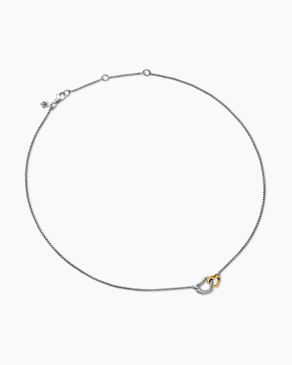 Cable Collectibles® Interlocking Heart Necklace Sterling Silver with 18K Yellow Gold