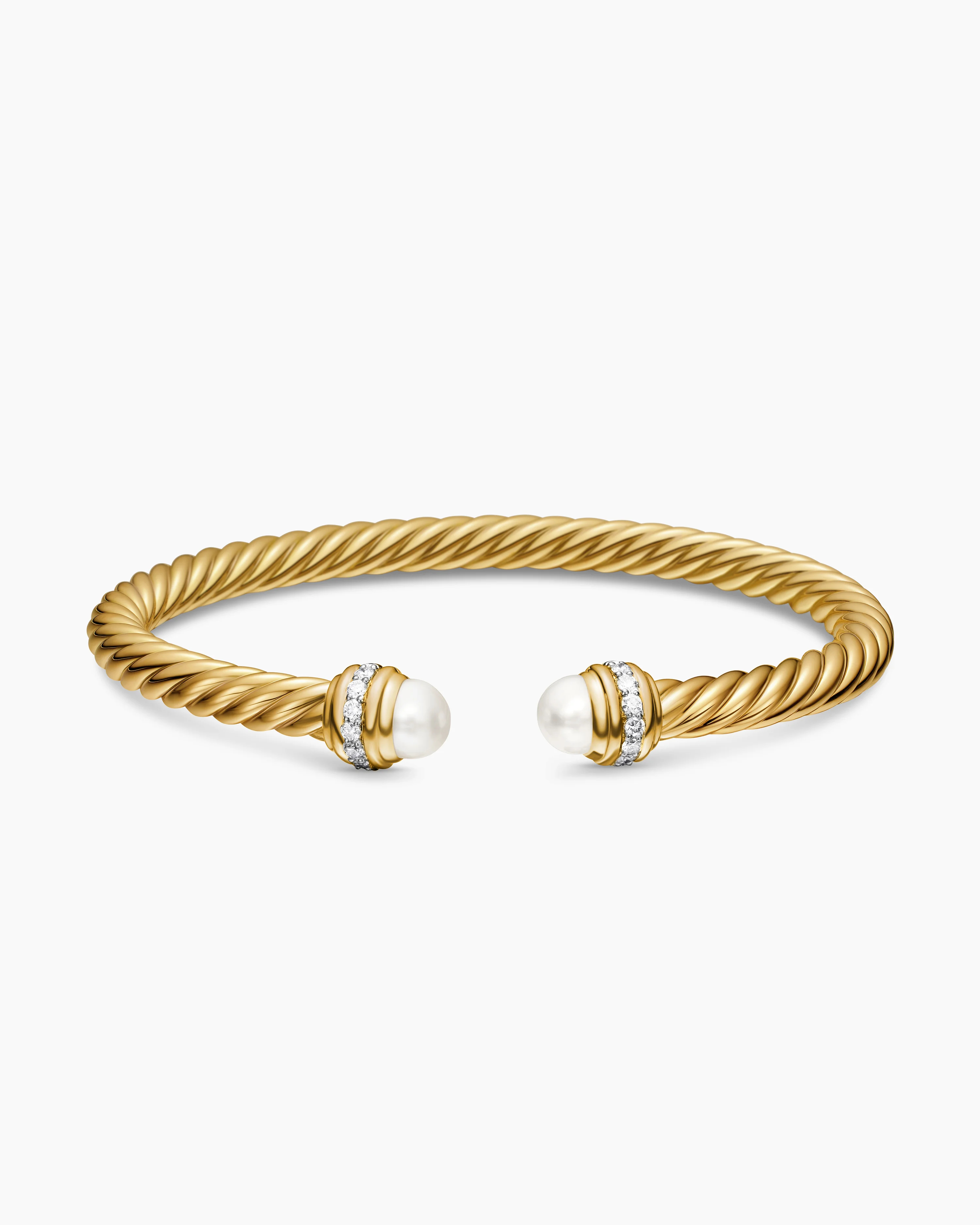 Classic Cablespira® Bracelet 18K Yellow Gold with Pearls and Diamonds, 5mm