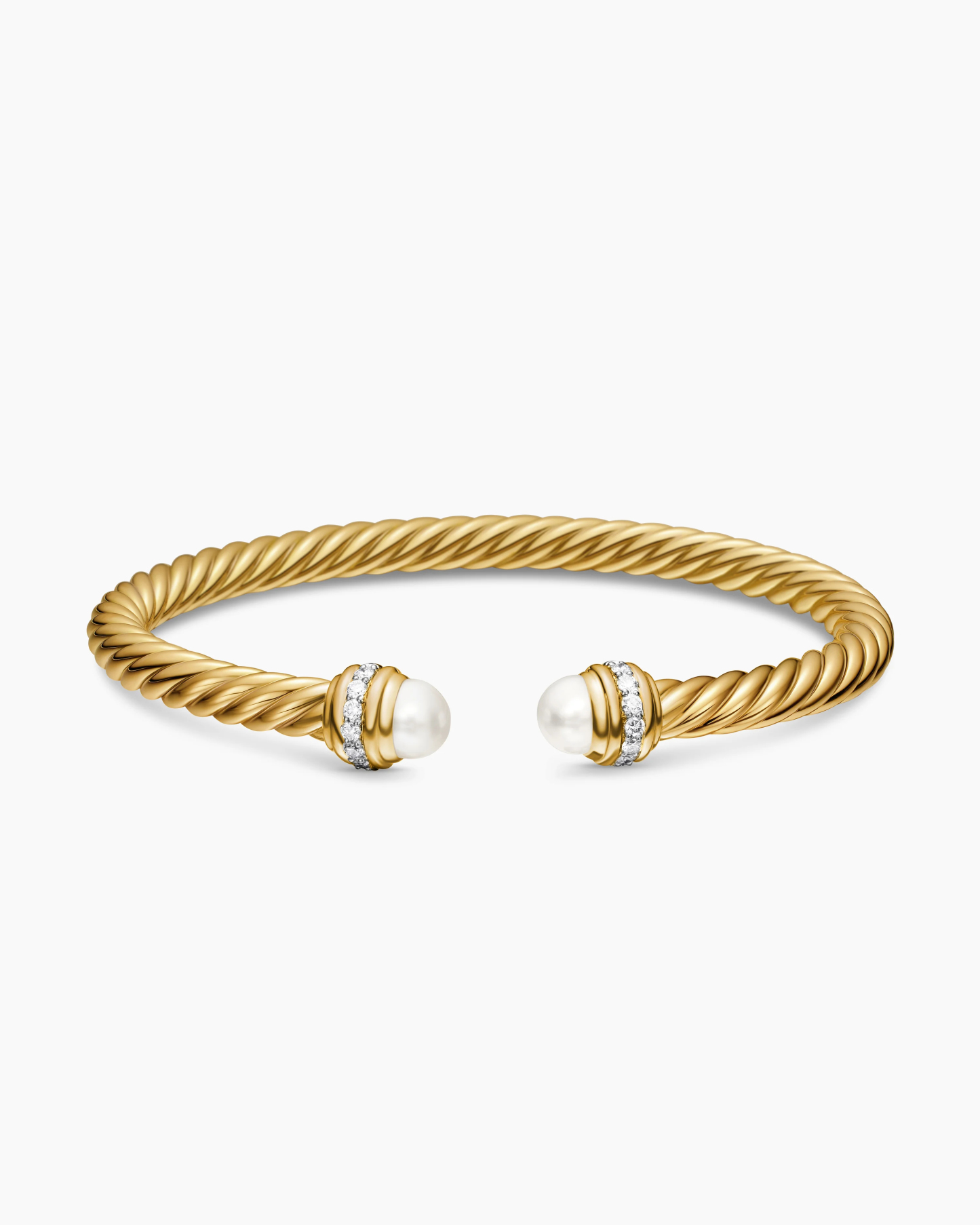 Classic Cablespira® Bracelet 18K Yellow Gold with Pearls and Diamonds, 5mm