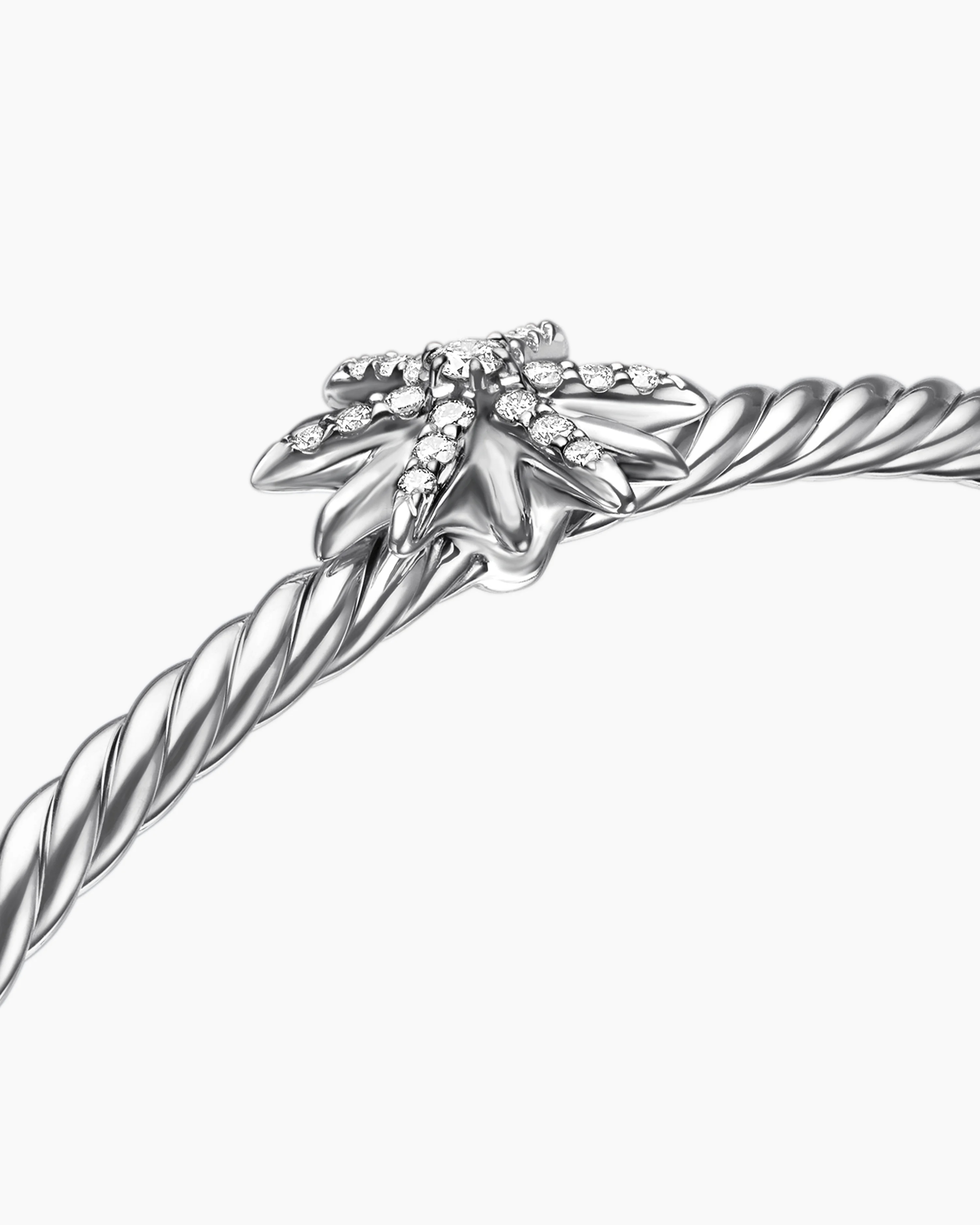 Starburst Center Station Bracelet Sterling Silver with Diamonds, 3mm