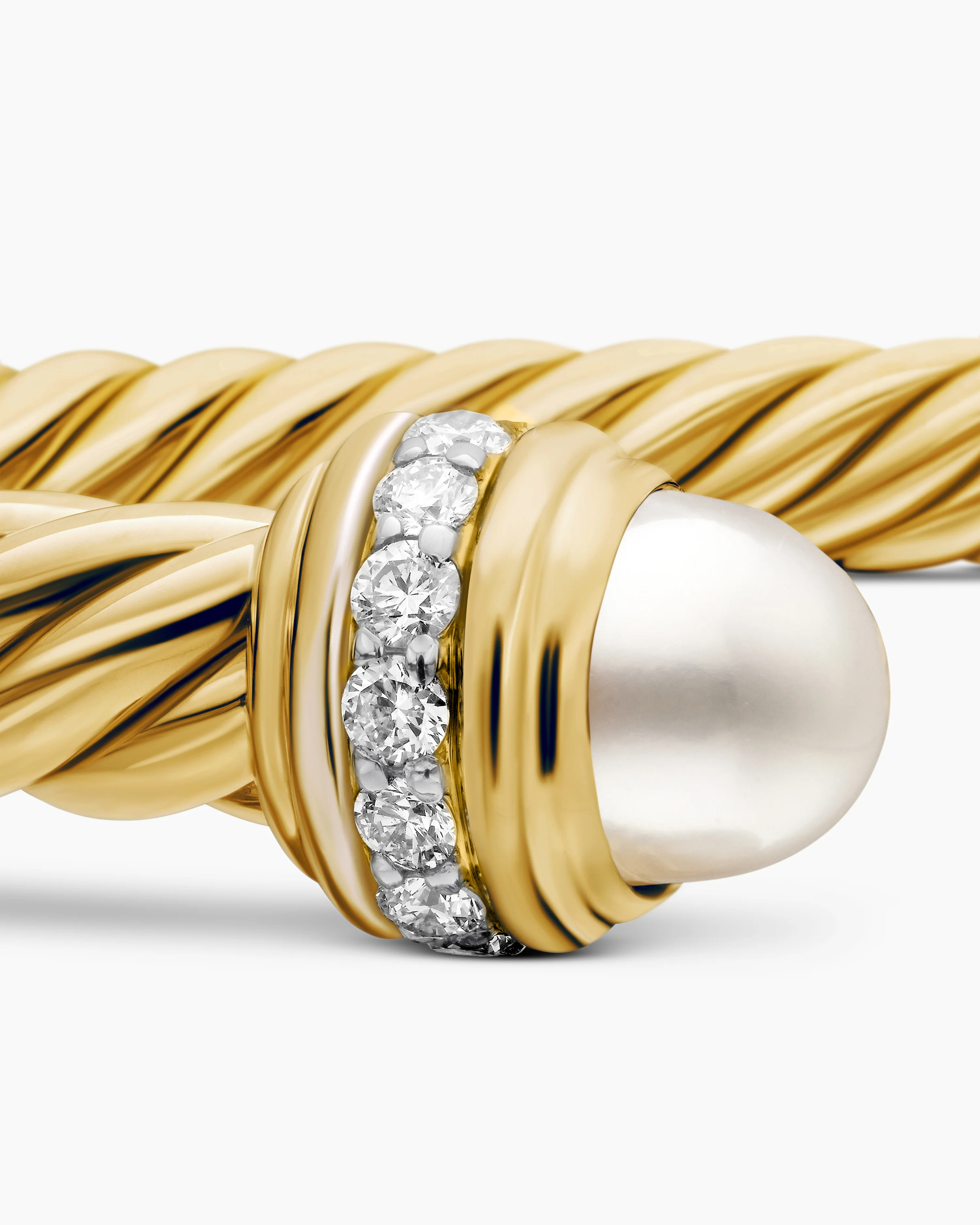 Classic Cablespira® Bracelet 18K Yellow Gold with Pearls and Diamonds, 5mm