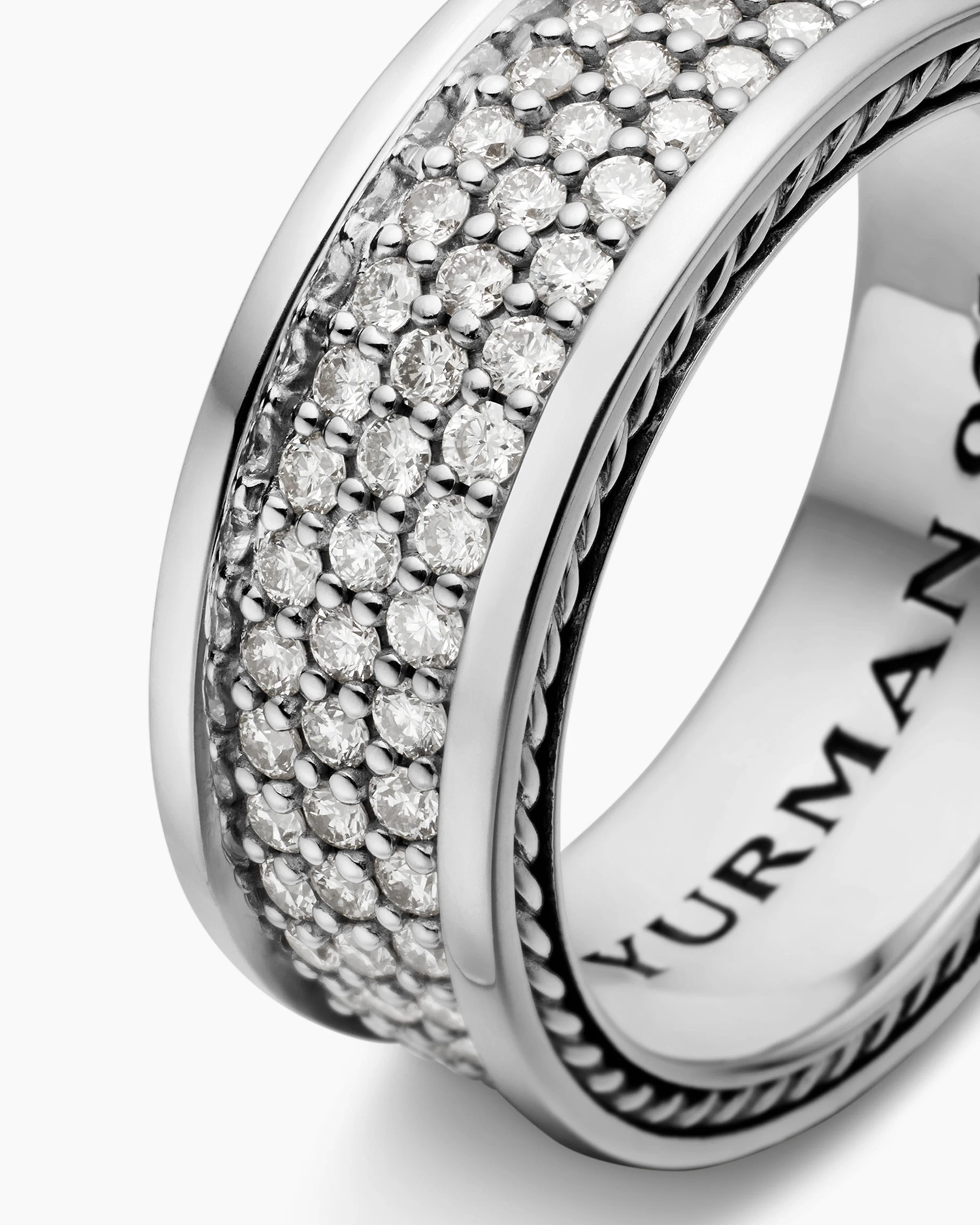 Streamline® Pavé Three Row Band Ring Sterling Silver with Diamonds, 8.5mm