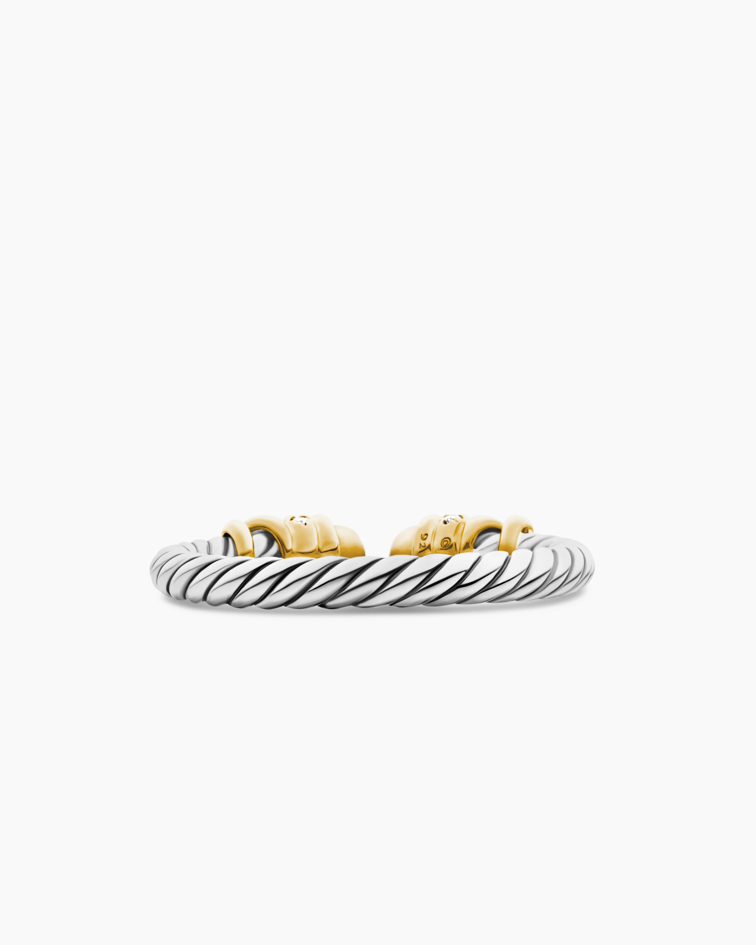 Petite Helena Ring Sterling Silver with 18K Yellow Gold Domes and Diamonds, 2.5mm
