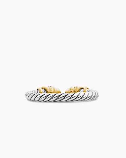 Petite Helena Ring Sterling Silver with 18K Yellow Gold Domes and Diamonds, 2.5mm