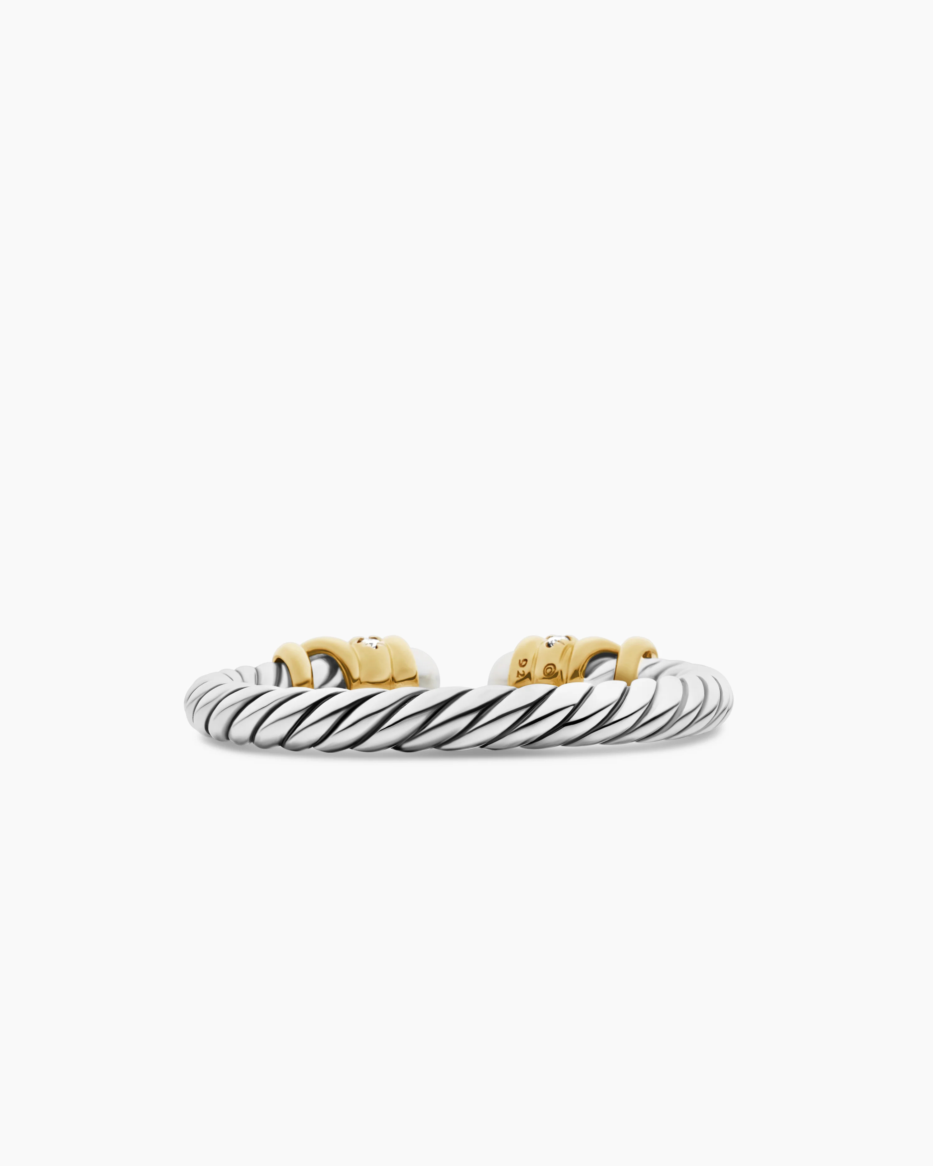Petite Helena Ring Sterling Silver with 18K Yellow Gold, Pearls and Diamonds, 2.5mm