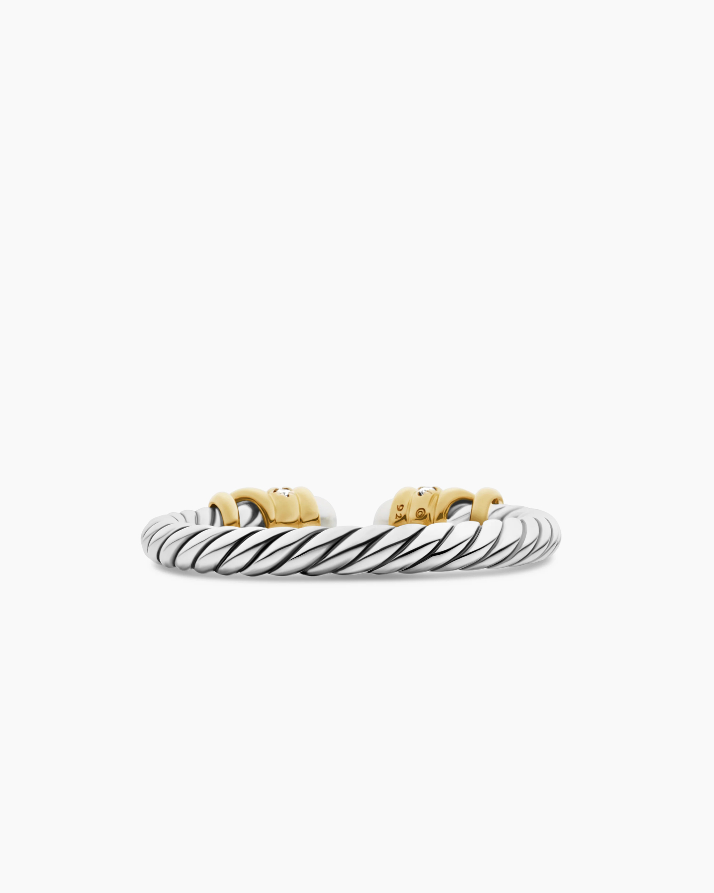 Petite Helena Ring Sterling Silver with 18K Yellow Gold, Pearls and Diamonds, 2.5mm