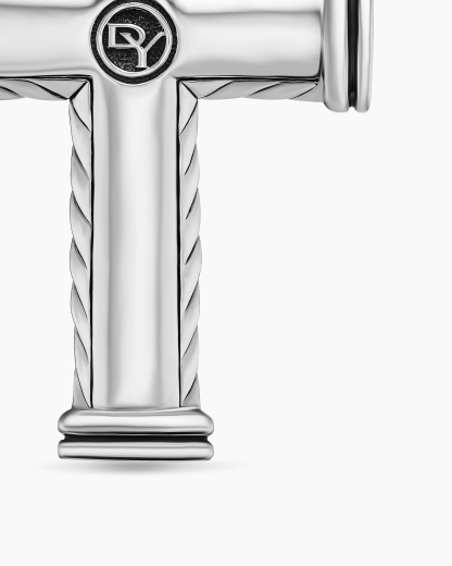 Chevron Cross Pendant Sterling Silver with Diamonds
