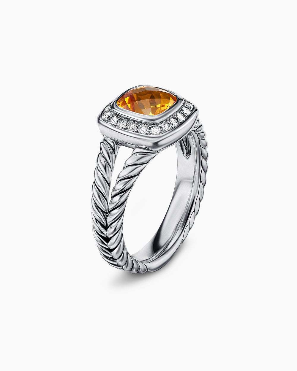 Petite Albion庐 Ring Sterling Silver with Citrine and Diamonds, 7mm
