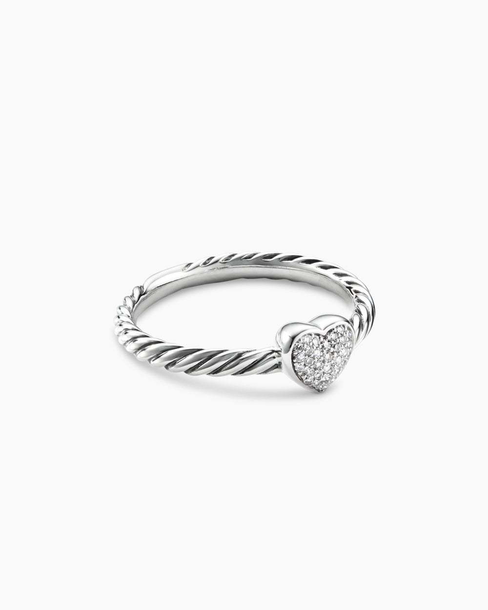 Cable Collectibles庐 Heart Stack Ring Sterling Silver with Pav茅 Diamonds, 6.2mm