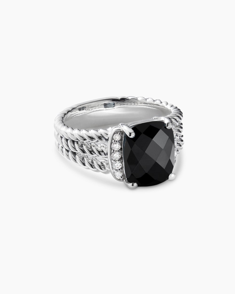 Petite Wheaton庐 Sterling Silver with Black Onyx and Diamonds, 10mm