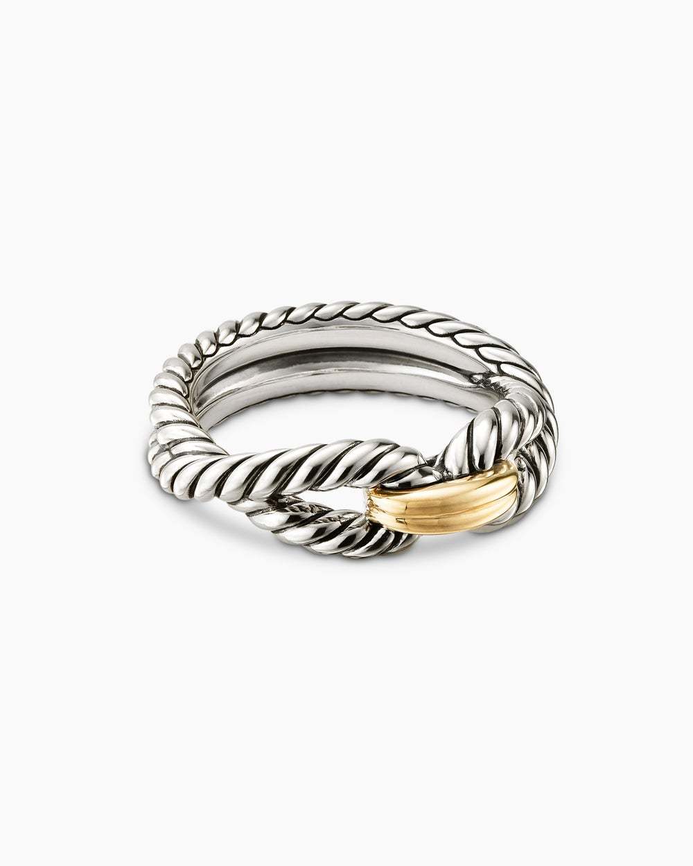 Cable Loop Band Ring Sterling Silver with 18K Yellow Gold, 7mm