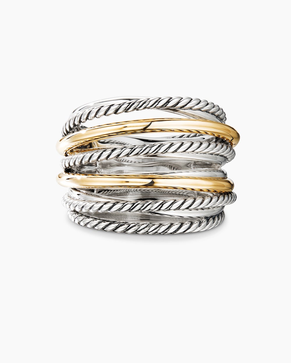 Crossover Ring Sterling Silver with 18K Yellow Gold, 17.8mm