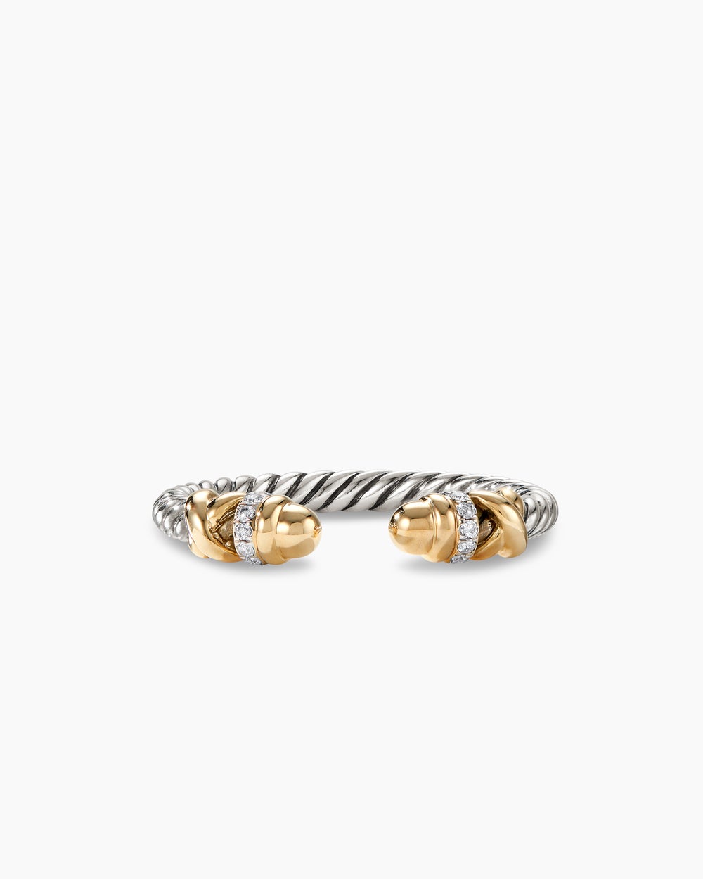 Petite Helena Ring Sterling Silver with 18K Yellow Gold Domes and Diamonds, 2.5mm