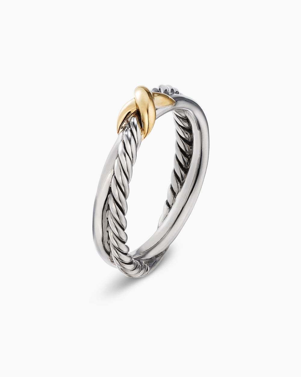 Petite X Ring Sterling Silver with 18K Yellow Gold, 4mm