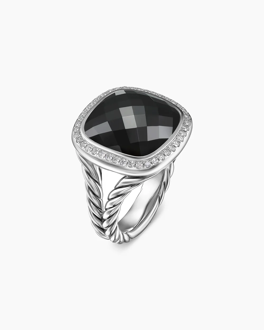 Albion® Ring Sterling Silver with Black Onyx and Diamonds, 14mm