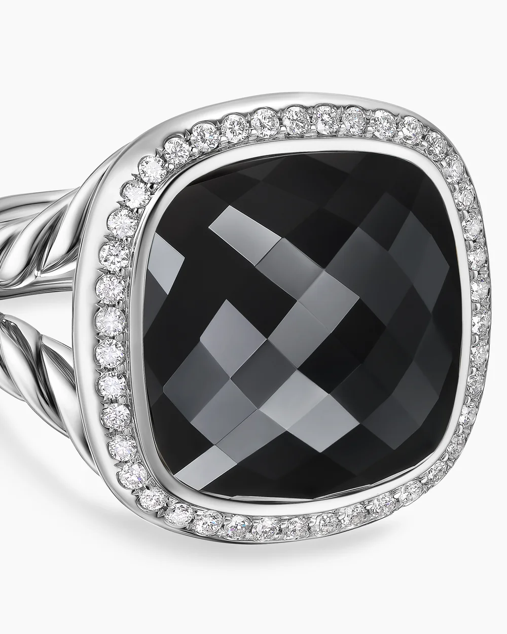 Albion® Ring Sterling Silver with Black Onyx and Diamonds, 14mm