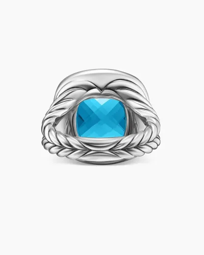 Albion® Ring Sterling Silver with Blue Topaz and Diamonds, 14mm