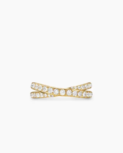 Pavé Crossover Ring 18K Yellow Gold with Diamonds, 6mm