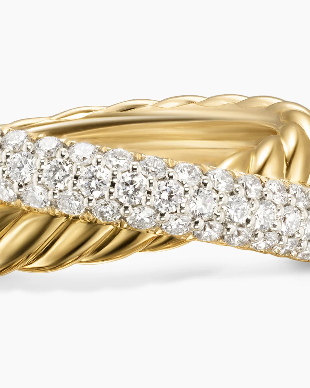 Crossover Two Row Ring 18K Yellow Gold with Diamonds, 7.5mm