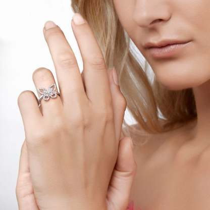 Butterfly Silhouette Diamond Mini Ring