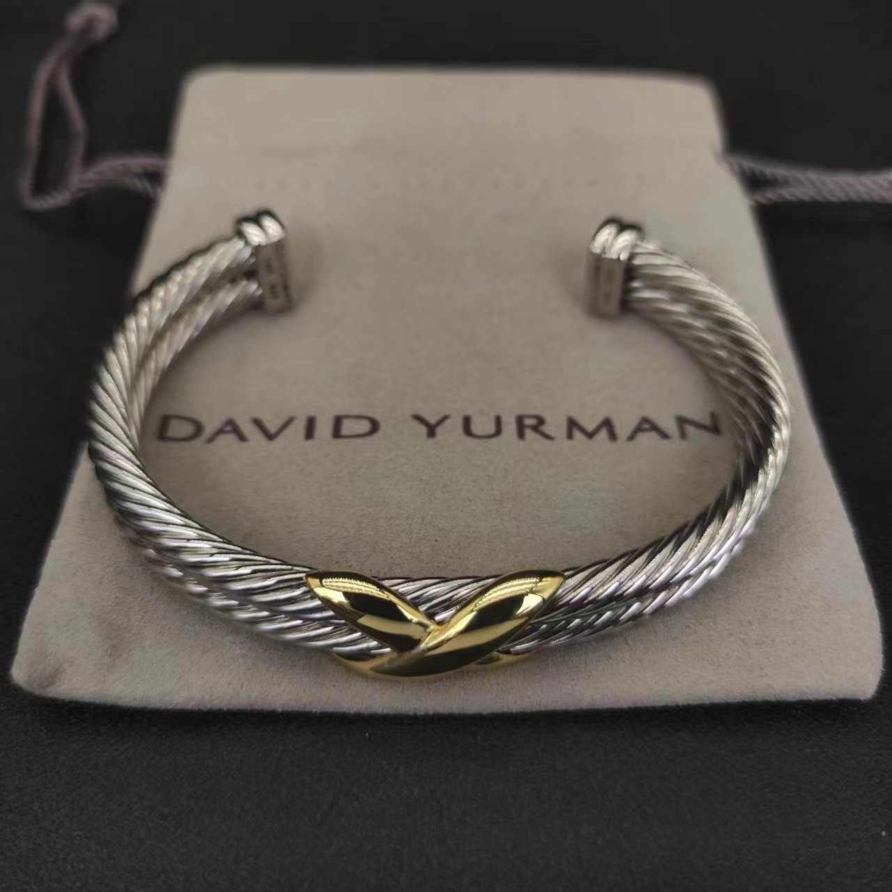 Petite X Center Station Bracelet Sterling Silver with 18K Yellow Gold, 10mm