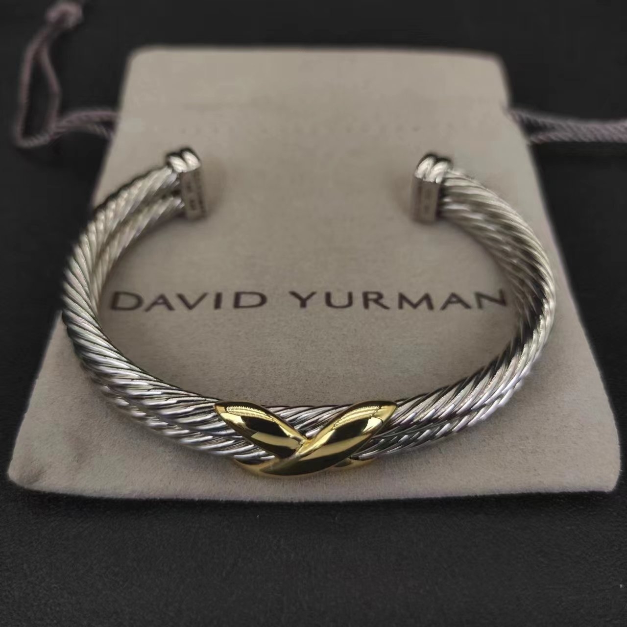 Petite X Center Station Bracelet Sterling Silver with 18K Yellow Gold, 10mm