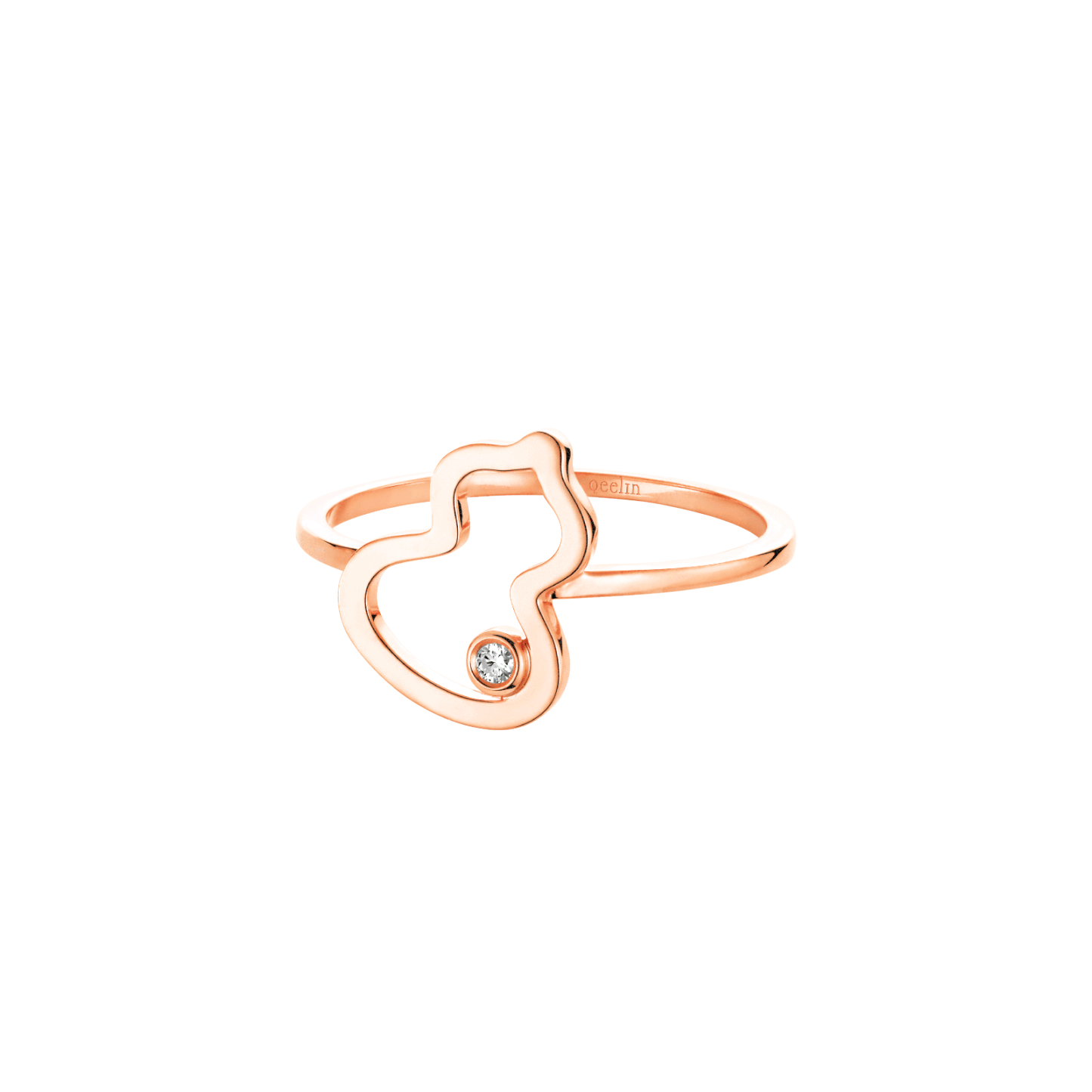 Petite Wulu ring in 18K rose gold with a diamond