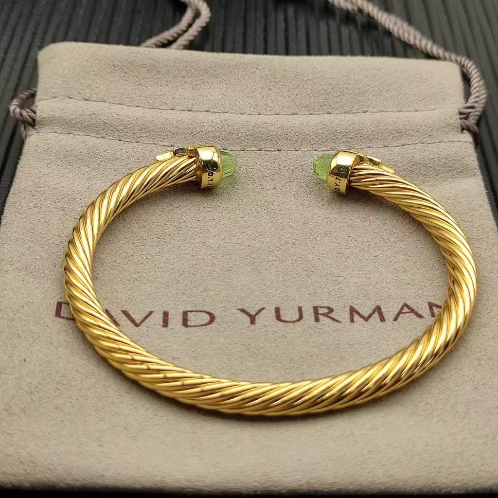 Cable Bracelet with Peridot & Diamond Accents  5mm