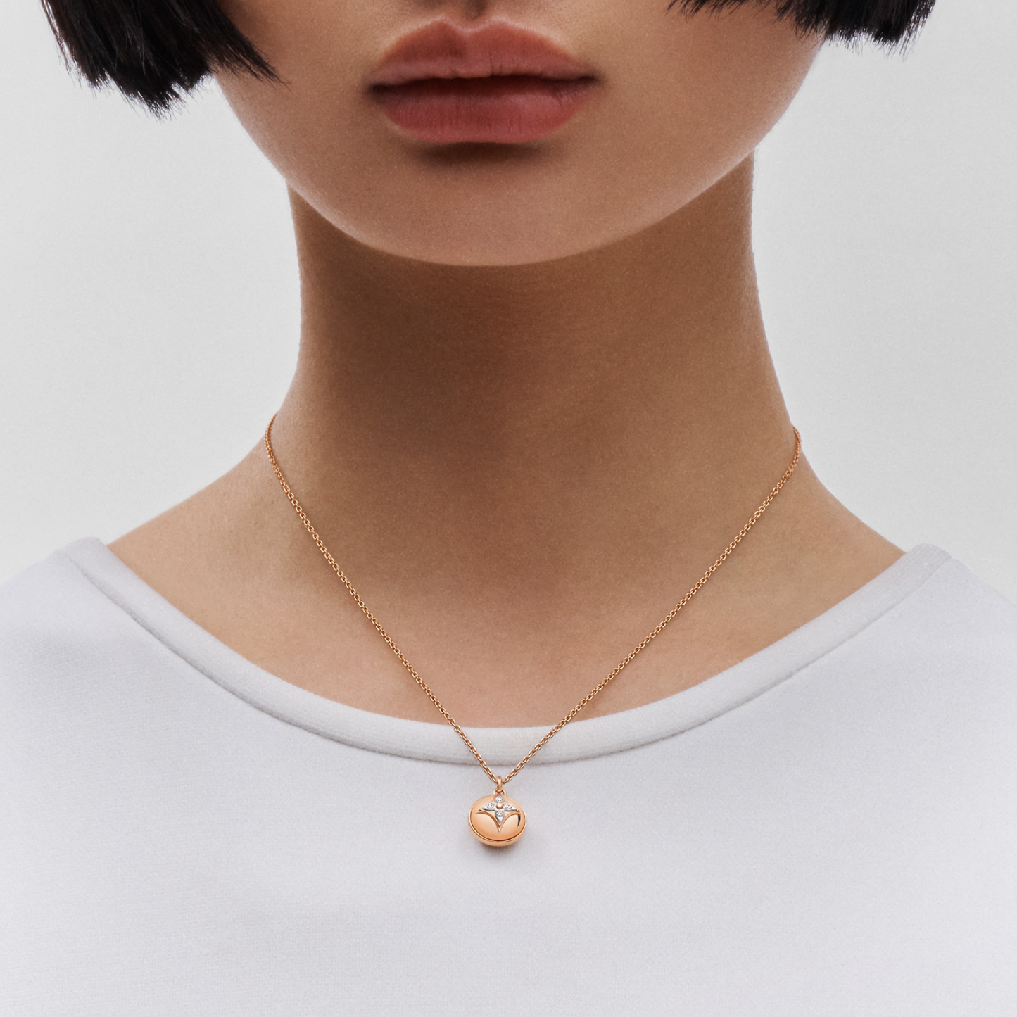 B Blossom Pendant, Pink Gold, White Gold And Diamonds