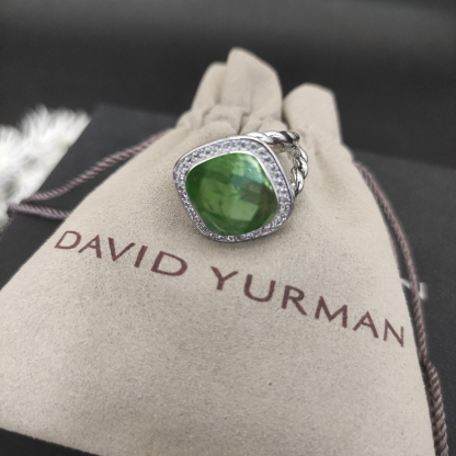 Albion® Ring Sterling Silver with Prasiolite and Diamonds, 14mm