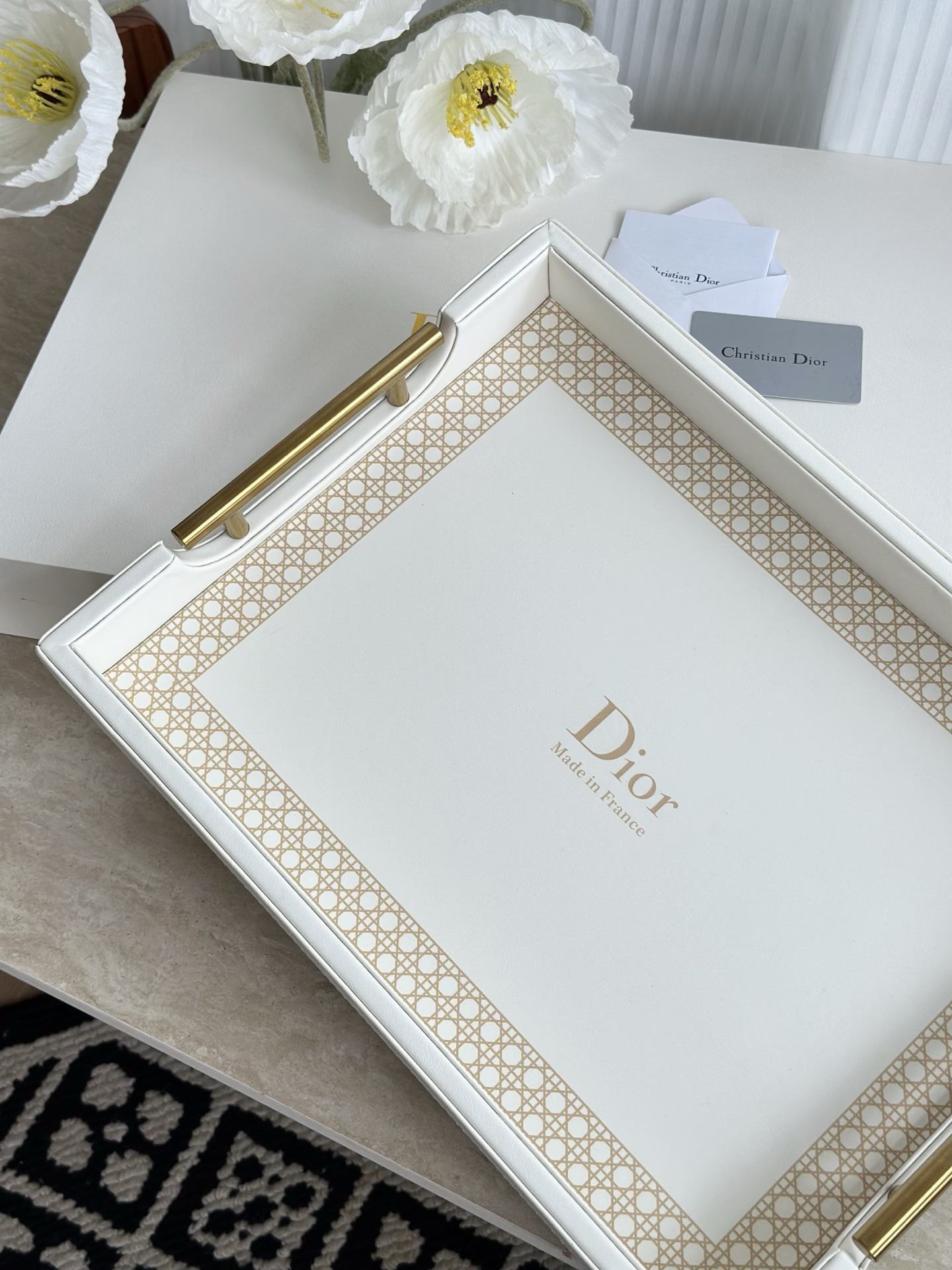 Dithtor Rectangular Leather and Metal Tray