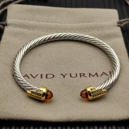 5mm Cable Bracelet with Champagne Topaz & Diamond Accents
