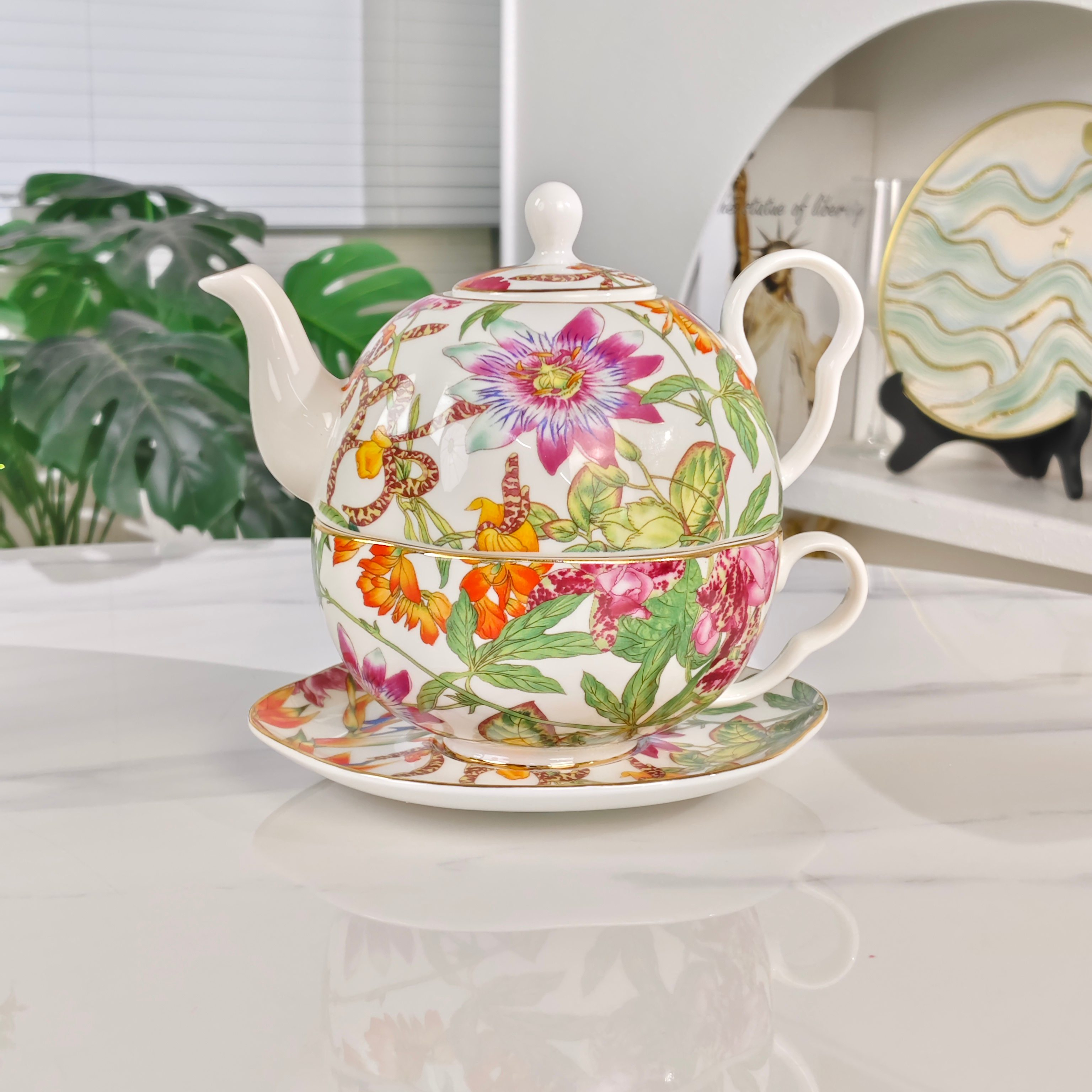 New Arrival 🔥 Herthtmès — "Tropical Rainforest" Teapot & Cup Set