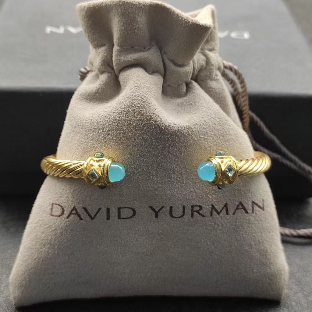 Renaissance® Classic Cable Bracelet Sterling gold with 14K Yellow Gold, blue Topaz and Lapis, 5mm