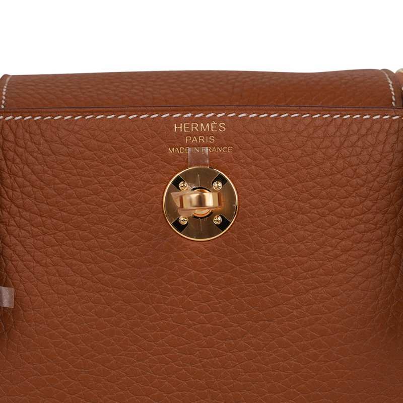 Mini Lindy 20 Bag Gold Clemence Leather with Gold Hardware