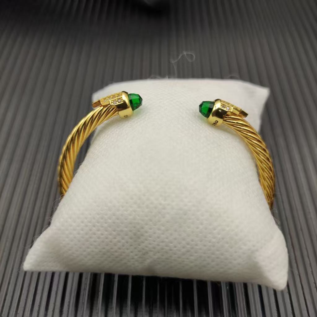 Cable Bracelet with Peridot & Diamond Accents  5mm