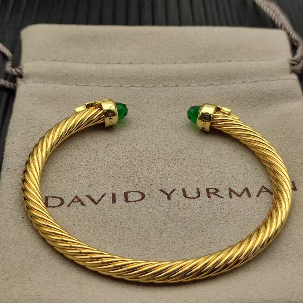 Cable Bracelet with Peridot & Diamond Accents  5mm