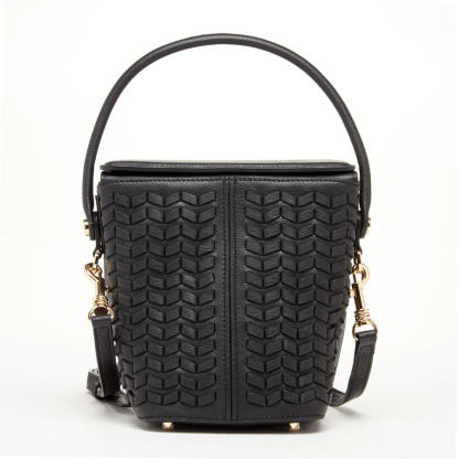 Black Leather Weave Bag