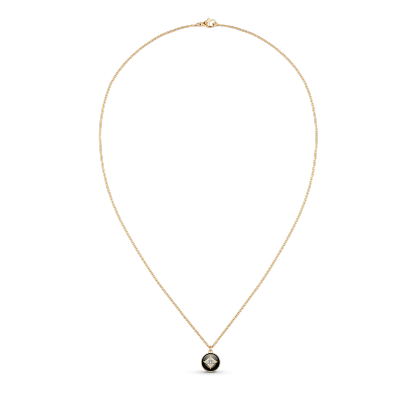 B Blossom Pendant, Yellow Gold, White Gold, Onyx And Diamonds