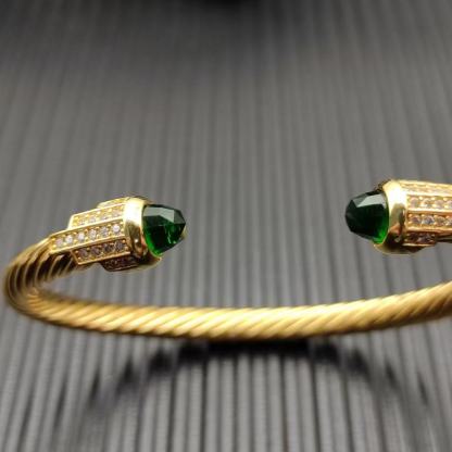 Cable Bracelet with Peridot & Diamond Accents  5mm