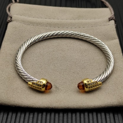 5mm Cable Bracelet with Champagne Topaz & Diamond Accents