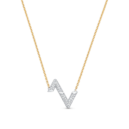 Volt Upside Down Pendant, Yellow Gold, White Gold And Diamonds