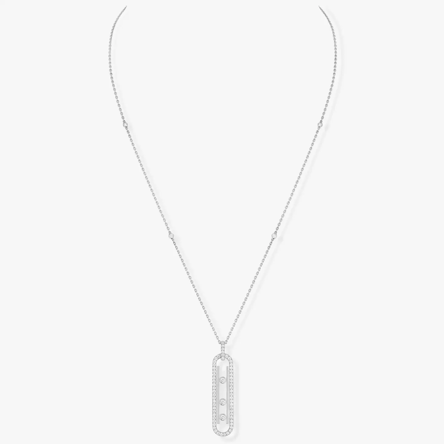 Move 10th SM Necklace White Gold Diamond Necklace